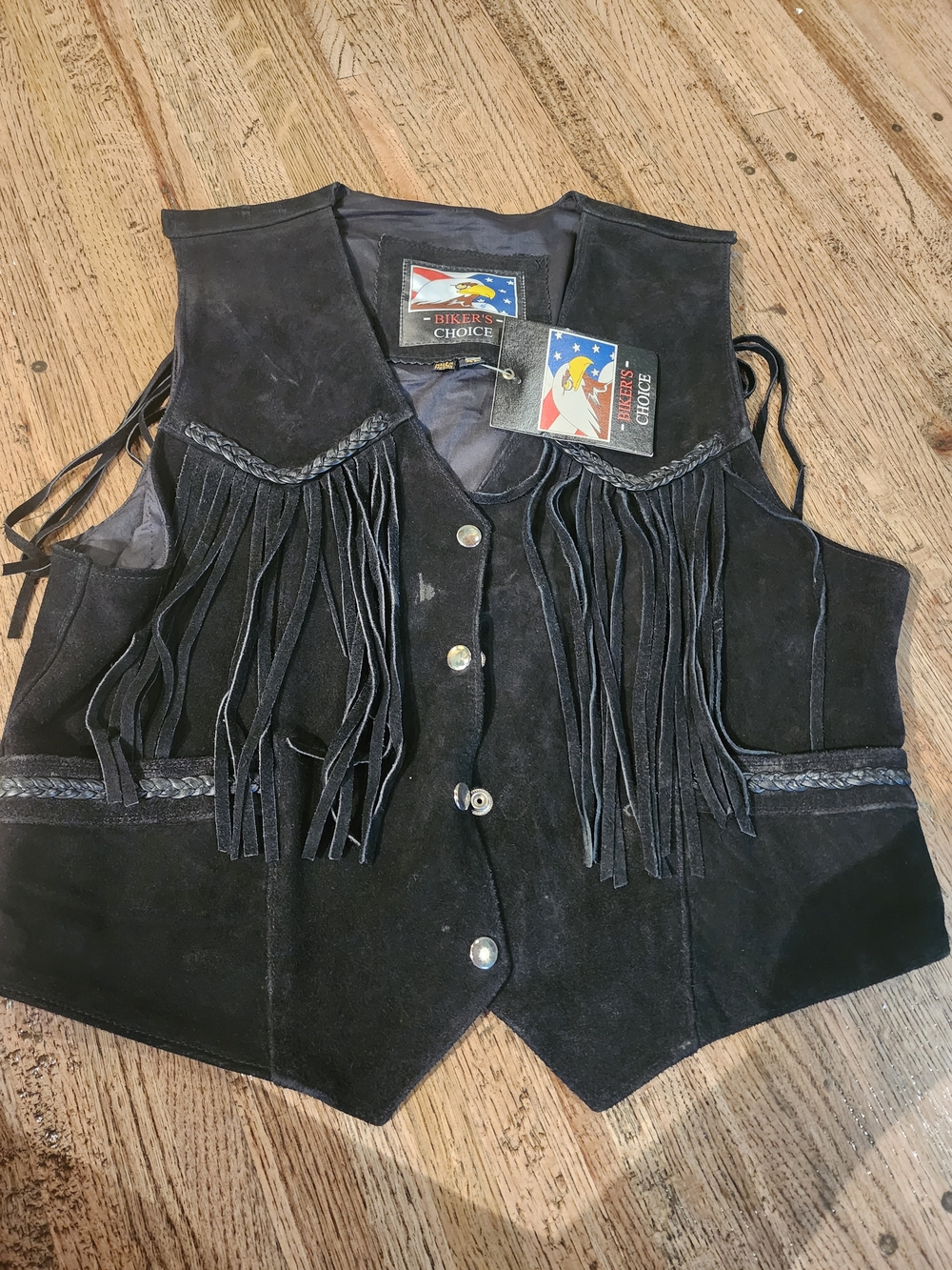 Women's Black Suede Fringe Vest